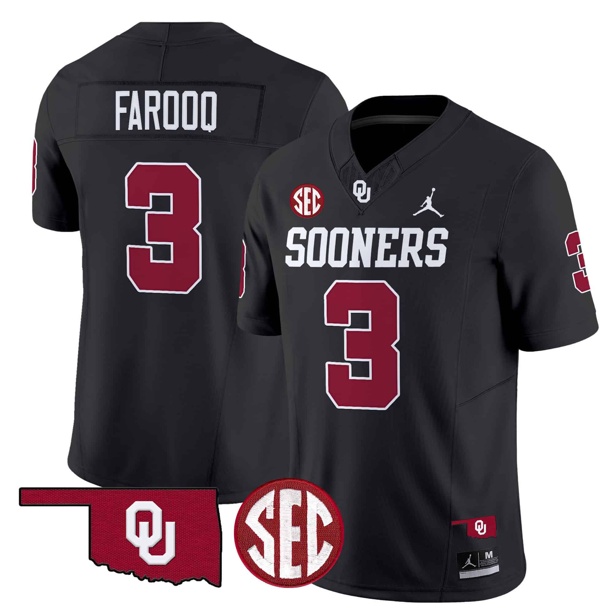 Men Oklahoma Sooners #3 Farooq Black 2024 Vapor Limited NCAA Jersey style 1